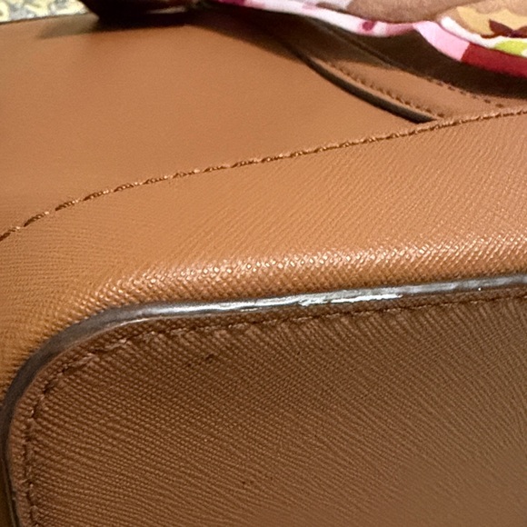 Michael Kors Tan Tote with Pink Scarf Accent - Picture 12 of 13